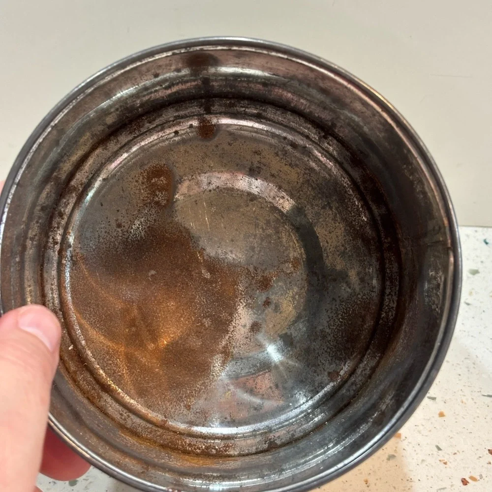 Vintage Floral Flower‎ Tin Container with Blue Lid